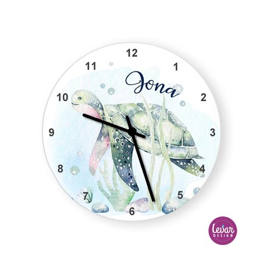 Personalisierte Wanduhr Meerestiere Wal | Runde Kinderzimmeruhr | Artikelnummer: 2142-3732-2418 -2