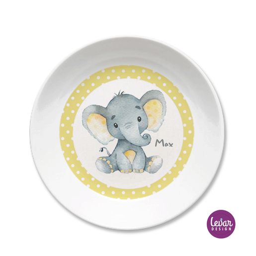Melaminteller tief, Elefanten Baby | Kinderteller mit Namen BPA frei | Artikelnummer: 4352-0752-5468 -3