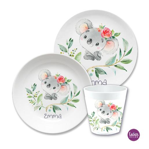 Kindergeschirr Set Koala | 3teiliges Geschirrset aus Melamin und BPA frei für Kinder | Artikelnummer: 6133-5716-0607 -1