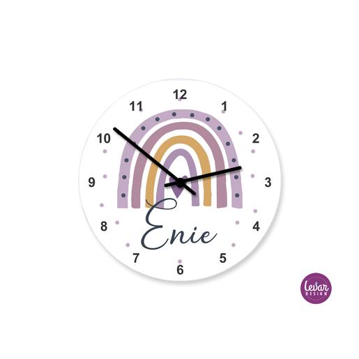 Kinderzimmer Uhr Regenbogen | Leise Wanduhr für Kinder mit Namen personalisiert | Artikelnummer: 3602-3016-6138 -2