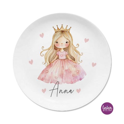 Kinderteller Prinzessin personalisiert | Eßteller aus Melamin, BPA frei und hergestellt in Deutschland | Artikelnummer: kitebre18 -4