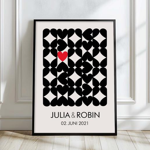 Personalisierte Wohnposter | Geschenk Hochzeit | Aquarell Fineartkunstdruck mit Namen personalisiert | Artikelnummer: 5655-0067-33434