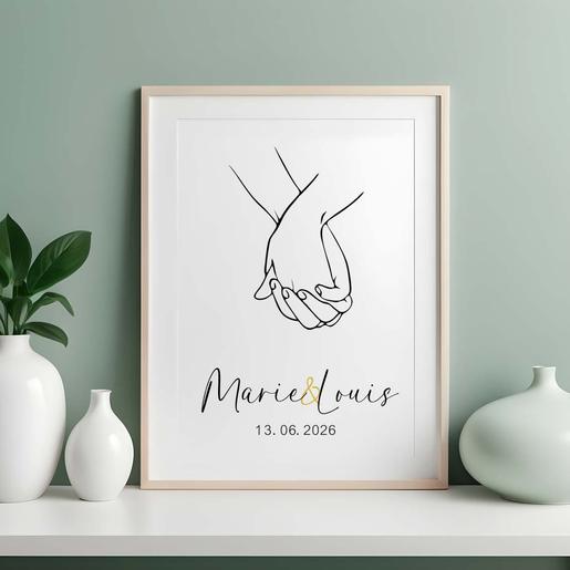 Line Art - personalisiertes Poster mit Hochzeitsdaten | Hochwertiger Fineart-Kunstdruck  | Artikelnummer: 64821815