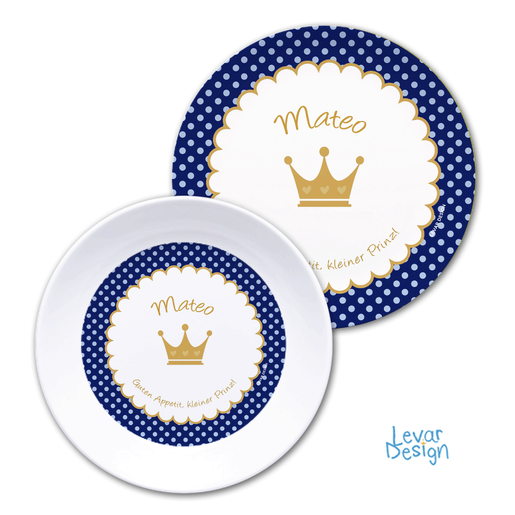 Kindergeschirr Set für kleine Prinzen und Prinzessinnen  | Kinderteller mit Namen aus Melamin BPA frei | Artikelnummer: 126473191 -2