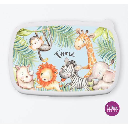 Brotdose Dschungel für Mädchen und Jungen | Personalisierte Geschenkidee für Kinder | Tolle Brotdose mit Namen personalisiert | Artikelnummer: 95140455 -1 Kopie