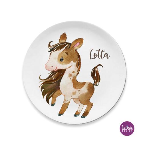 Kinderteller Pony | Teller mit Namen aus Melamin BPA frei | Artikelnummer: kiteleul -2