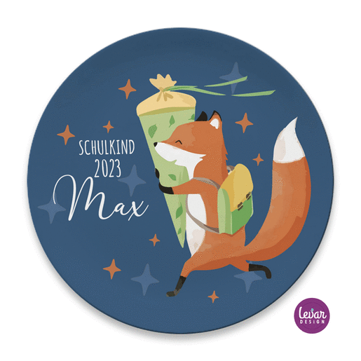 Kinderteller Einschulung - Schlau wie ein Fuchs | Geschenk Einschulung mit Fuchs Schulanfang personalisiert | Artikelnummer: 1148-1588-6828 -4