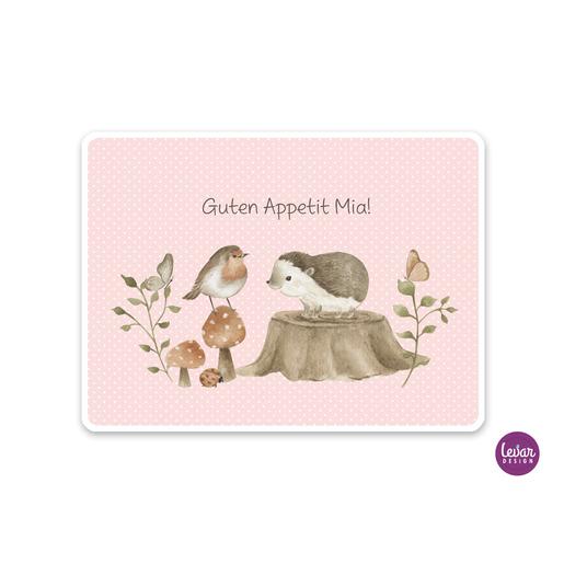 Tischset, Platzdeckchen, Waldtiere, Igel, Vogel | Abwischbares Tischset mit Namen personalisiert | Artikelnummer: 2524-1673-1081 -2