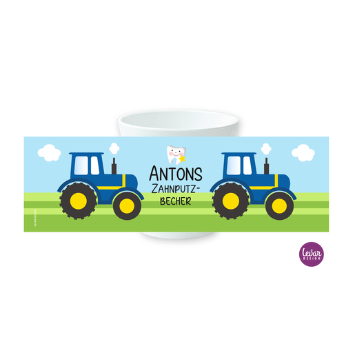 Traktor Zahnputzbecher für Kinder | Zahnbecher aus Melamin, BPA frei und hergestellt in Deutschland | Artikelnummer: 0372-8116-2114
