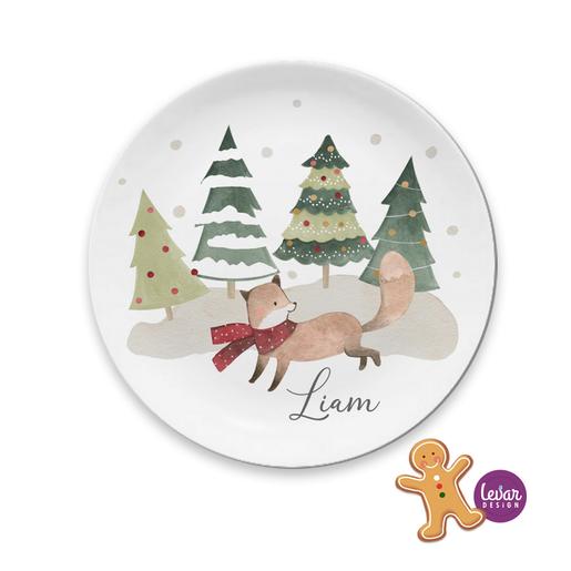 Weihnachtsteller, Nikolausteller Fuchs | Kinderteller mit Namen aus Melamin BPA frei ♥ Made in Germany ♥  | Artikelnummer: 2128-7436-8101 -4