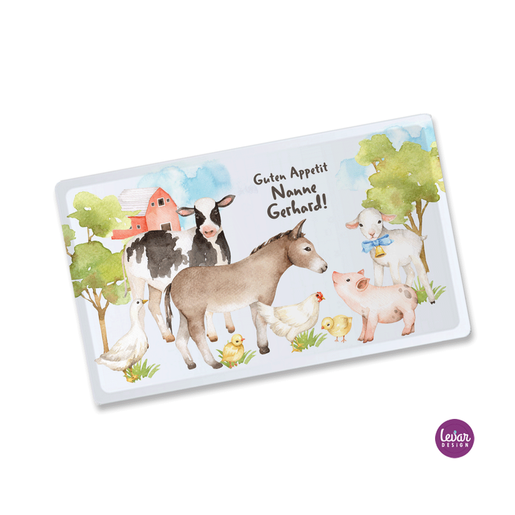 Frühstücksbrettchen Animal Farm | Kindergeschirr aus Melamin BPA frei | Artikelnummer: brettkatze