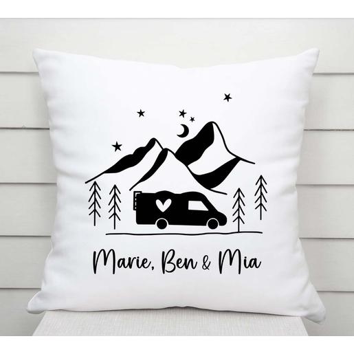 Personalisiertes Camping Kissen mit Namen und Füllung | Weiches Kissen personalisiert, 40x40cm | Artikelnummer: 4050-0582-8608 -1