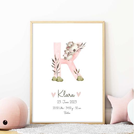 Poster personalisiert Buchstabe | Namensbild mit Geburtsdaten für Kinder | Artikelnummer: 2654-5135-6540 -2