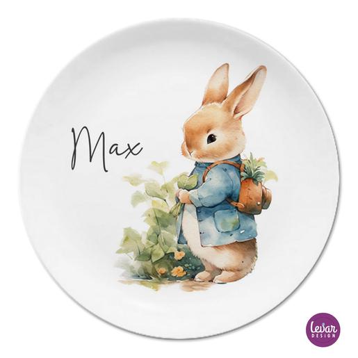 Osterteller Hase Kinderteller  | Teller mit Namen aus Melamin BPA frei | Artikelnummer: 1104406578 -3