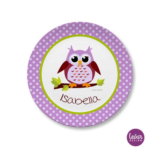 Kinderteller Eule | Teller mit Namen aus Melamin BPA frei | Artikelnummer: 68118183 -2