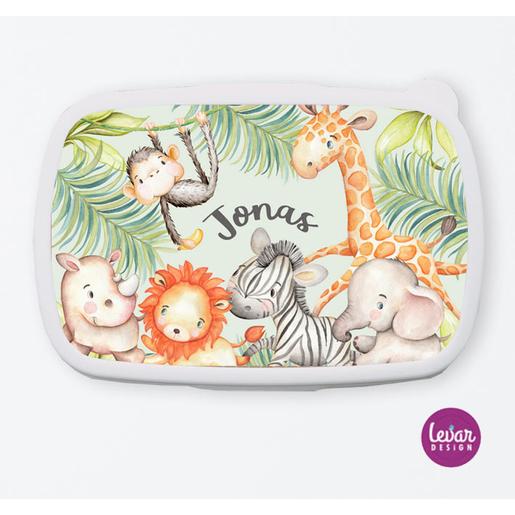 Brotdose Dschungel für Mädchen und Jungen | Personalisierte Geschenkidee für Kinder | Tolle Brotdose mit Namen personalisiert | Artikelnummer: 95140455 -1