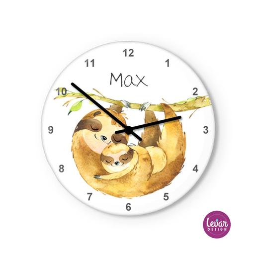 Wanduhr, Kinderzimmer Uhr, Faultier | Zauberhafte Wanduhr für Kinder | Artikelnummer: 7628-8835-8740 -1