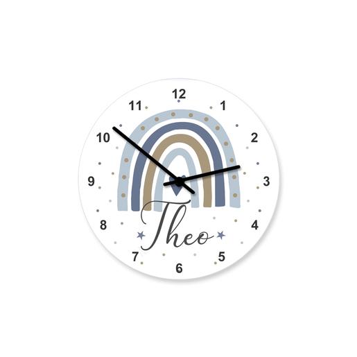 Kinderzimmer Uhr Regenbogen | Leise Wanduhr für Kinder mit Namen personalisiert | Artikelnummer: 3602-3016-6138 -1