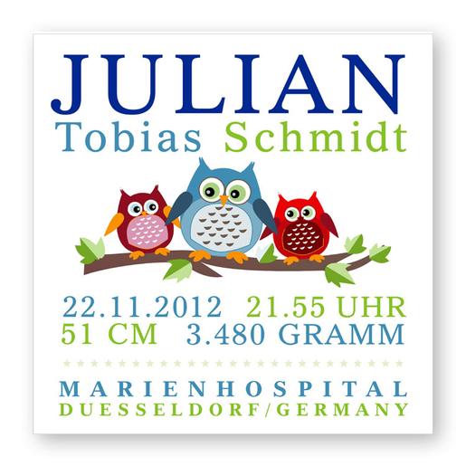 Namensbild mit Geburtsdaten Eulen  |  | Artikelnummer: 41699914-6