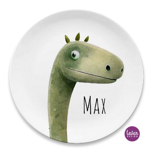 Kinderteller Dino | Zauberhafter Melamineller mit Namen BPA frei | Artikelnummer: kiteflha18 -9
