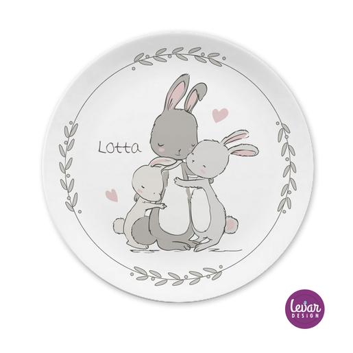 Kinderteller mit Name Hasen | Teller mit Namen aus Melamin BPA frei | Artikelnummer: 65984841 -1
