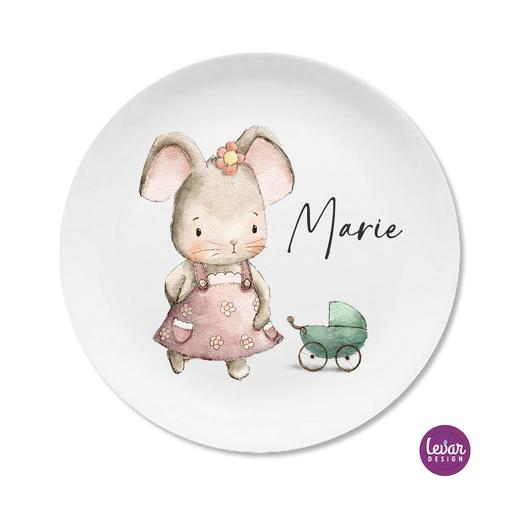 Kindergeschirr, Kinderteller Hase | Kinderteller mit Namen aus Melamin BPA frei | Artikelnummer: 1101439793-3