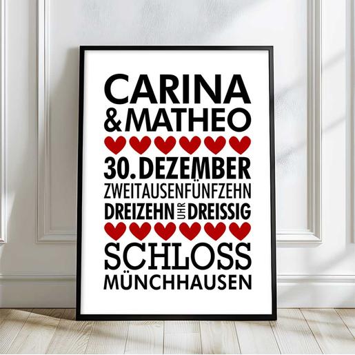 Personalisiertes Poster zur Hochzeit | Hochwertiger Aquarell Fineartkunstdruck  | Artikelnummer: 5655-0067-33434 5 Kopie 2