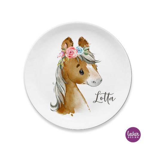 Kinderteller Pony | Teller mit Namen aus Melamin BPA frei | Artikelnummer: kiteleul -1