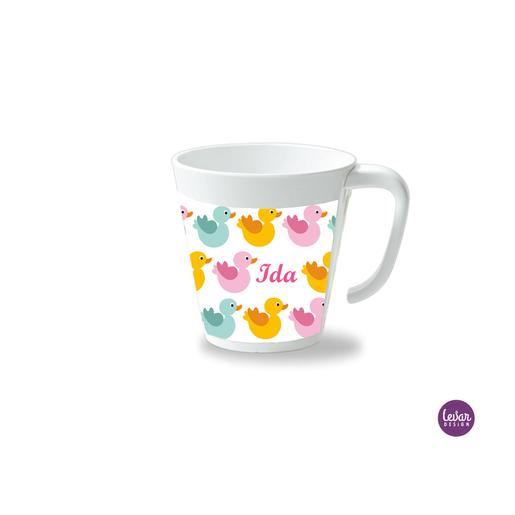 Kinderbecher mit Henkel, Entchen  | Henkelbecher groß, 325 ml,  Ø 9,7 cm, Höhe 10 cm | Artikelnummer: henkbechenten Kopie