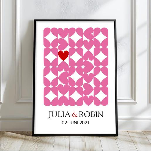 Personalisierte Wohnposter | Geschenk Hochzeit | Aquarell Fineartkunstdruck mit Namen personalisiert | Artikelnummer: 5655-0067-33434 -6