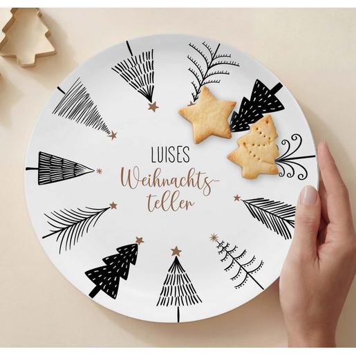 Weihnachtsteller, Nikolausteller personalisiert  | Kinderteller mit Namen aus Melamin BPA frei ♥ Made in Germany ♥  | Artikelnummer: weihtehblau 78