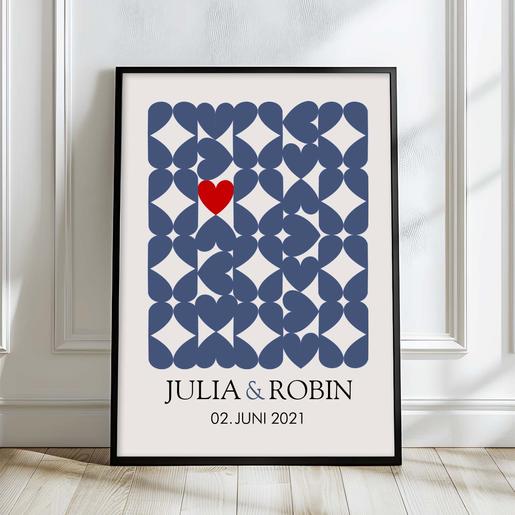 Personalisierte Wohnposter | Geschenk Hochzeit | Aquarell Fineartkunstdruck mit Namen personalisiert | Artikelnummer: 5655-0067-33434-1