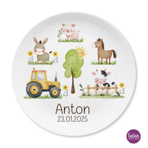 Bauernhof Farm Kinderteller  | Eßteller aus Melamin, BPA frei | Artikelnummer: 6804-1853-4538