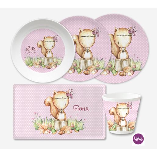Eichhörnchen Kindergeschirr Set 5 teilig  | Geschirrset aus Melamin und BPA frei für Kinder | Artikelnummer: 0182-5868-4180