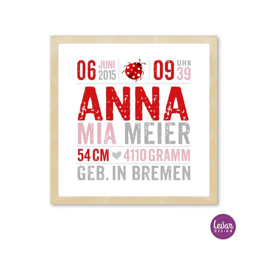 Geburtsanzeige, Namensbild, Taufgeschenk mit Geburtsdaten | Personalisiert mit Geburtsdaten | Artikelnummer: 6828-5381-8362 -3