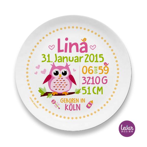 Personalisiertes Geschenk Baby, Geburtsteller Taufteller  | Kinderteller mit Geburtsdaten aus Melamin BPA frei | Artikelnummer: 81451095