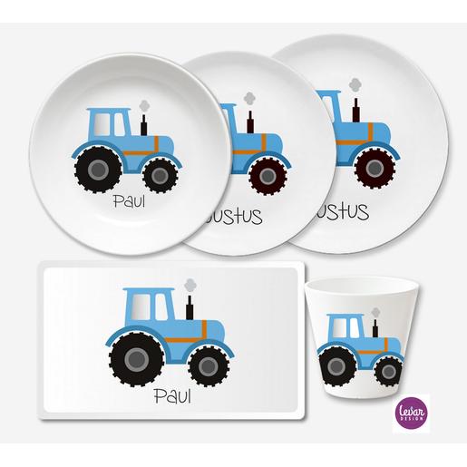 Kindergeschirr Set 5 teilig Traktor | Geschirrset aus Melamin und BPA frei für Kinder | Artikelnummer: 4387-5304-8605