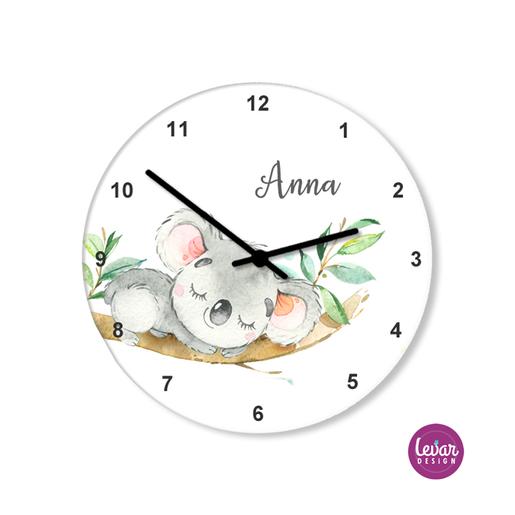 Kinderzimmer Uhr Koala | Wanduhr für Kinder Namen personalisiert | Artikelnummer: 7655-2602-4444 -1