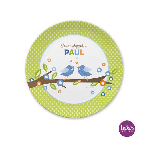 Melaminteller Vögel Dots | Kinderteller mit Namen BPA frei | Artikelnummer: 65984839 -1