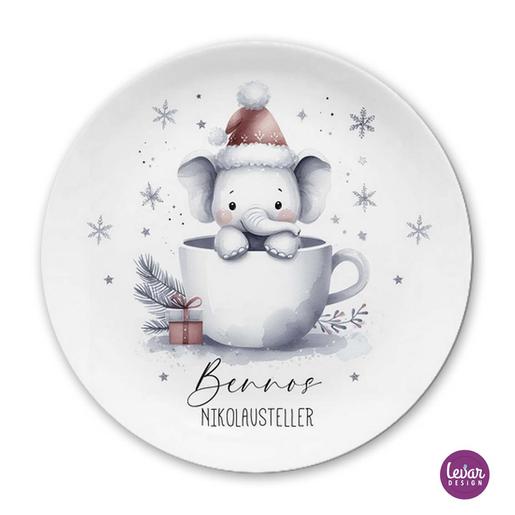 Elch Weihnachtsteller, Nikolausteller, Kinderteller | Personalisierter Weihnachtsteller, Plätzenchenteller | Artikelnummer: 1065-4082-1556 -11