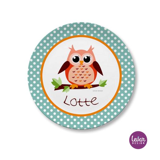 Kinderteller Eule | Teller mit Namen aus Melamin BPA frei | Artikelnummer: 68118183 -3