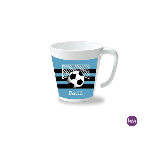 Kinderbecher mit Henkel, Fußball  | Henkelbecher groß, 325 ml,  Ø 9,7 cm, Höhe 10 cm | Artikelnummer: henkbechball -1