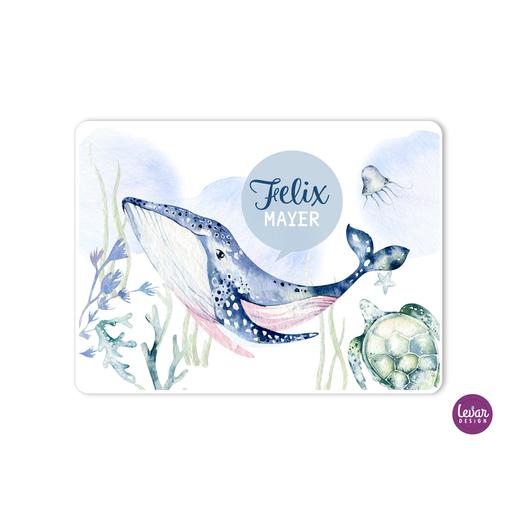Tischset, Platzdeckchen, Unterwasserwelt Wal | Zauberhaftes Platzset mit eigenem Namen personalisiert | Artikelnummer: 0202-5360-5461