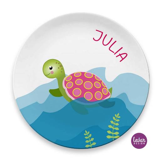 Kinderteller Schildkröte | Teller mit Namen aus Melamin BPA frei | Artikelnummer: 1234518 Kopie