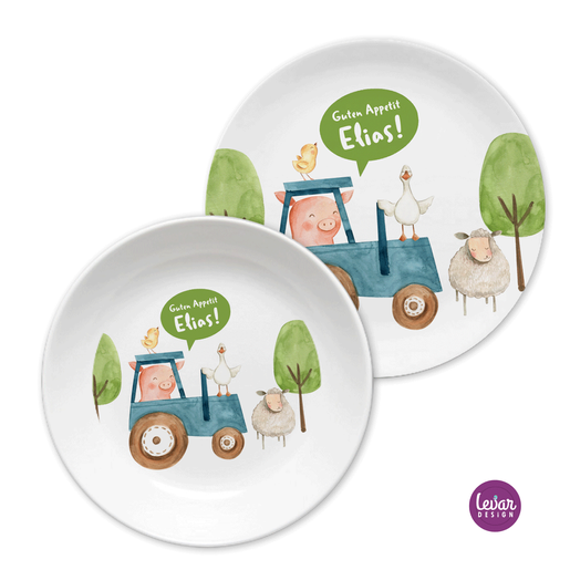 Kindergeschirr Set, Bauernhof | Kinderteller mit Namen aus Melamin BPA frei ♥ Made in Germany ♥  | Artikelnummer: 52199116 -6