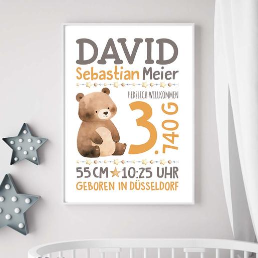 Geburtsanzeige | Kinderzimmerposter | Namensposter | Zootiere | Personalisiertes Geburtsposter, Namensbild, Babyzimmerdeko | Artikelnummer: 21057029 -1