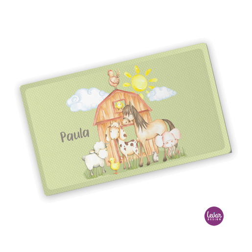 Frühstücksbrettchen Bauernhof Pferd | Kinder Brettchen mit Namen aus Melamin BPA frei | Artikelnummer: 1711-4513-6645 -1