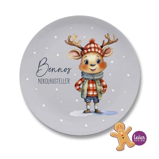Eisbär, Weihnachtsteller, Plätzchenteller  | Kinderteller mit Namen aus Melamin BPA frei ♥ Made in Germany ♥  | Artikelnummer: weihtehbl 27