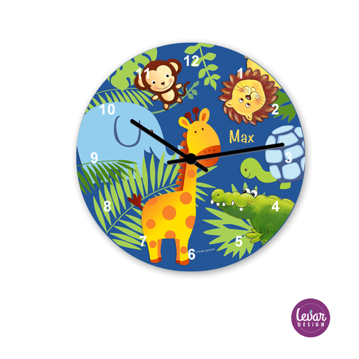 Kinderzimmer Uhr Dschungel | Personalisiertes Geschenk zur Geburt oder Taufe | Artikelnummer: 125530347 -1