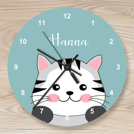 Kinderzimmer Uhr Katze | Wanduhr für Kinder | Artikelnummer: 125555272